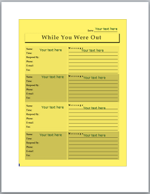 free printable phone message template