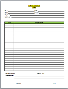 template for progress notes