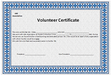 volunteering certificate sample