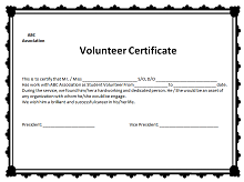 Volunteering Certificates