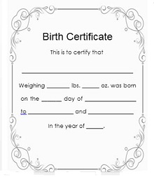 birth certificate template for school project