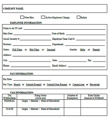 personal data form for employees