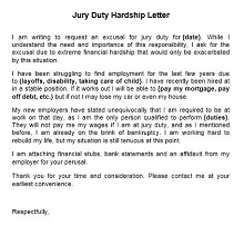 Sample Letter Excuse Jury Duty Financial Hardship from excelshe.com