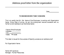 notarized proof of residency letter sample