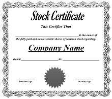 share certificate template