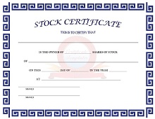 stocks certificate samples