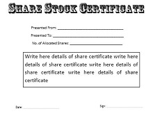 blank stock certificate