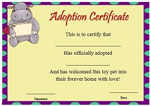 fake adoption certificate free printable