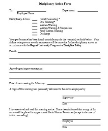 employee disciplinary action form word