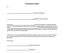 how to write a formal grievance letter template