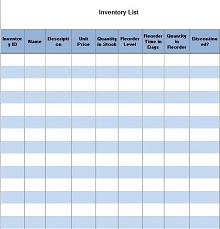 household inventory list template