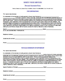 Personal Guarantee Clause Form