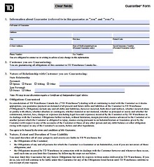 Personal Guarantee Form For Costumer