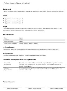 project charter template word