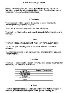 room rental agreement template pdf