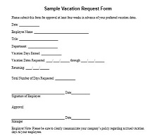 employee vacation request forms