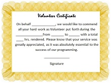 volunteering certificate template