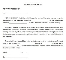 30 Days Notice Eviction Letter