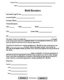 Hold Harmless Agreement Template