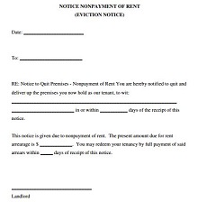 Non-payment of Rent Eviction Notice