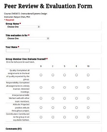 Peer Review Evaluation Form Example