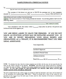 Sample Form of a Three-Day Notice