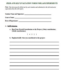 Student Peer Evaluation Form
