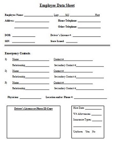 new hire employee information form