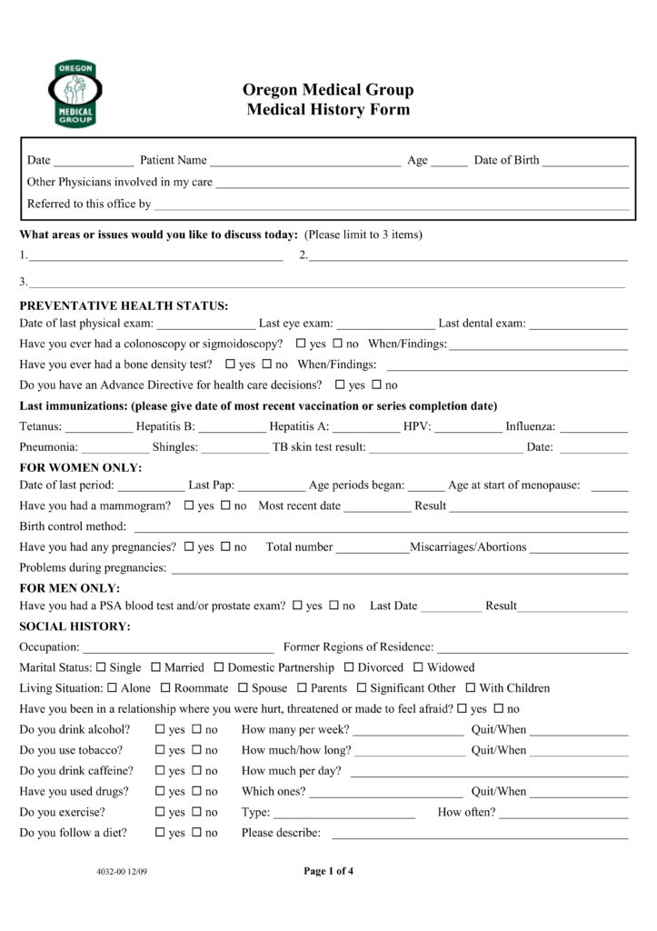 70+ Free Medical History Form Templates [Word & PDF]