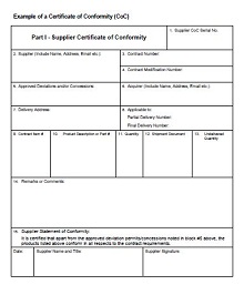 certificate of compliance template manufacturing