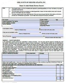 travel medical history form template