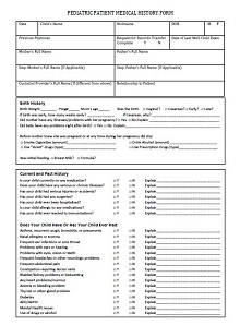 printable patient medical history form template