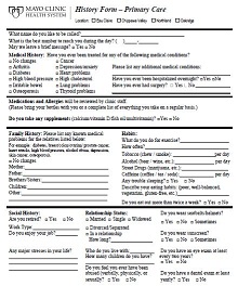 medical history form template pdf