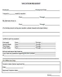 employee vacation request form