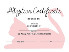 cat adoption certificate