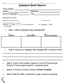1st grade book report template pdf