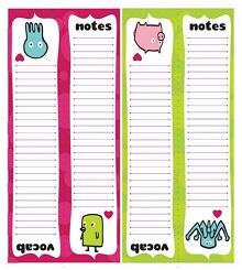Printable Notes Bookmark Template