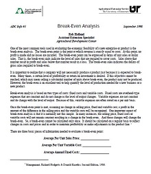 how to do break even analysis in excel