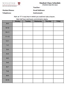 class schedule excel template