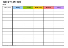 blank class schedule