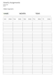 time schedule template