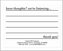 customer service comment cards