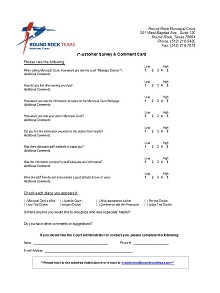 Customer Survey and Comment Card
