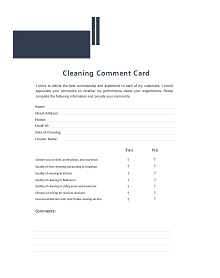 Cleaning Comment Card