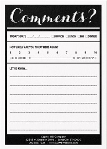 Fillable Comment Card
