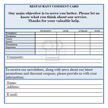 Hotel Comment Card