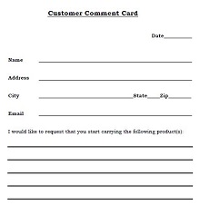 Customer Comment Card PDF