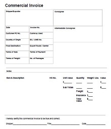 commercial invoice format