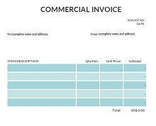 commerical invoice template