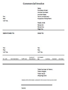 sample commercial invoice